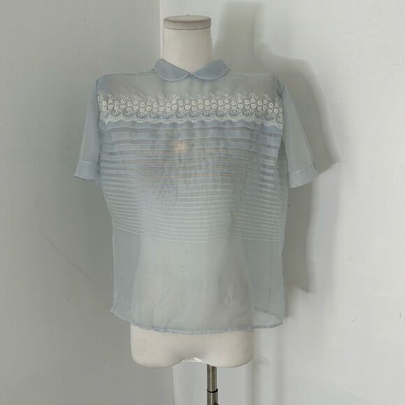 Vintage 40s Sheer Chiffon Angelic Blouse As Is - Picture 1 of 7